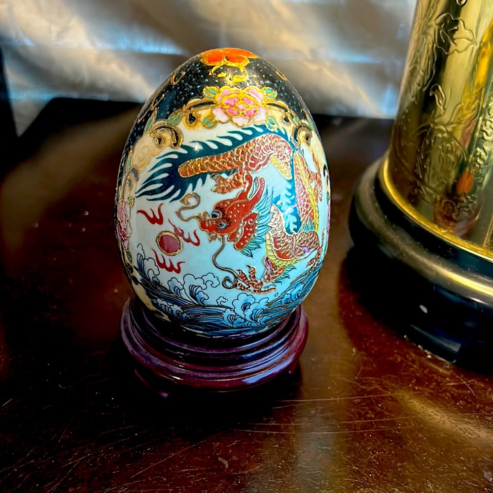 Gold hand painted dragon egg